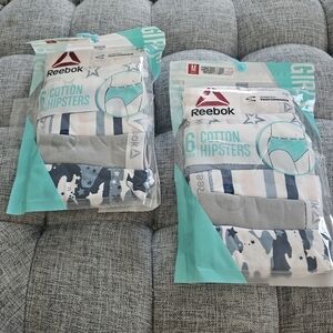 Reebok Girls Gray and Blue Cotton Hipsters - 6 Pair  2 Packs